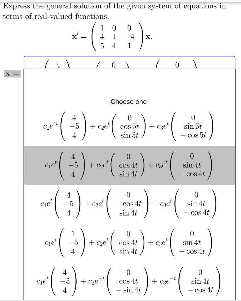Solved Express The General Solution Of The Given System Of Chegg