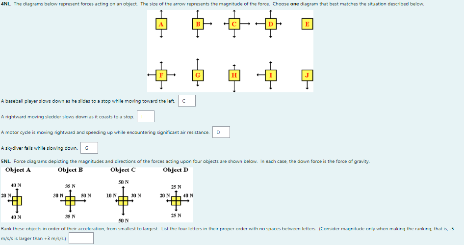 Solved 4NL. The diagrams below represent forces acting on an | Chegg.com
