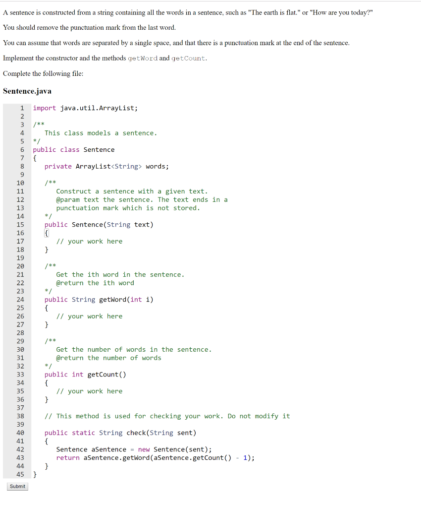 Solved A sentence is constructed from a string containing | Chegg.com