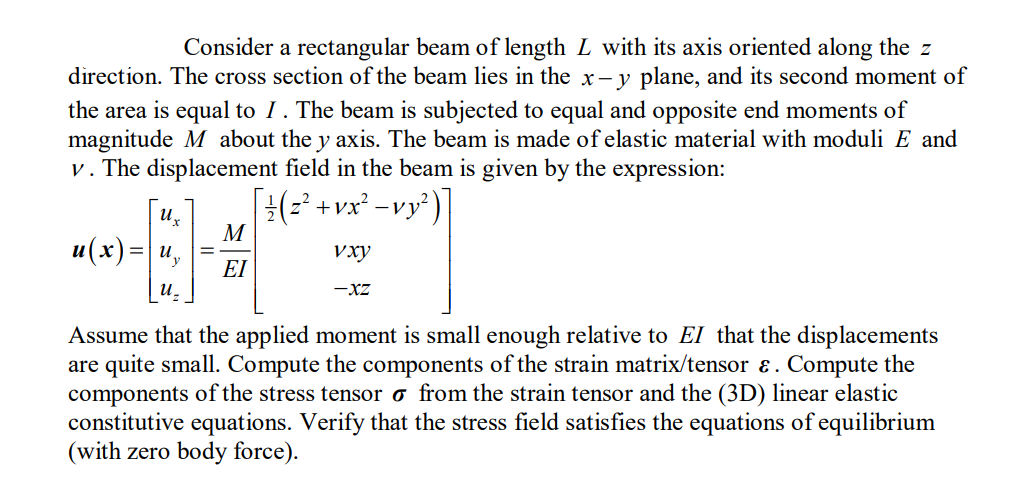 Solved Consider a rectangular beam of length L with its axis | Chegg.com
