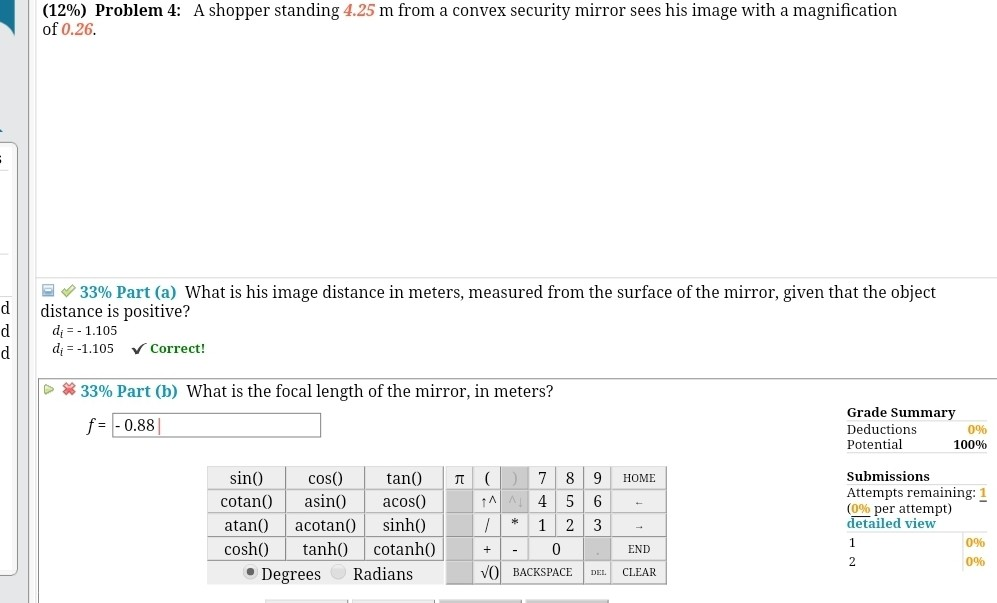 Solved A shopper standing 4.25 m from a convex security