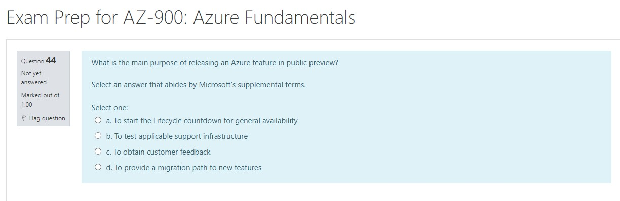 Solved Exam Prep for AZ-900: Azure Fundamentals Question 41 | Chegg.com