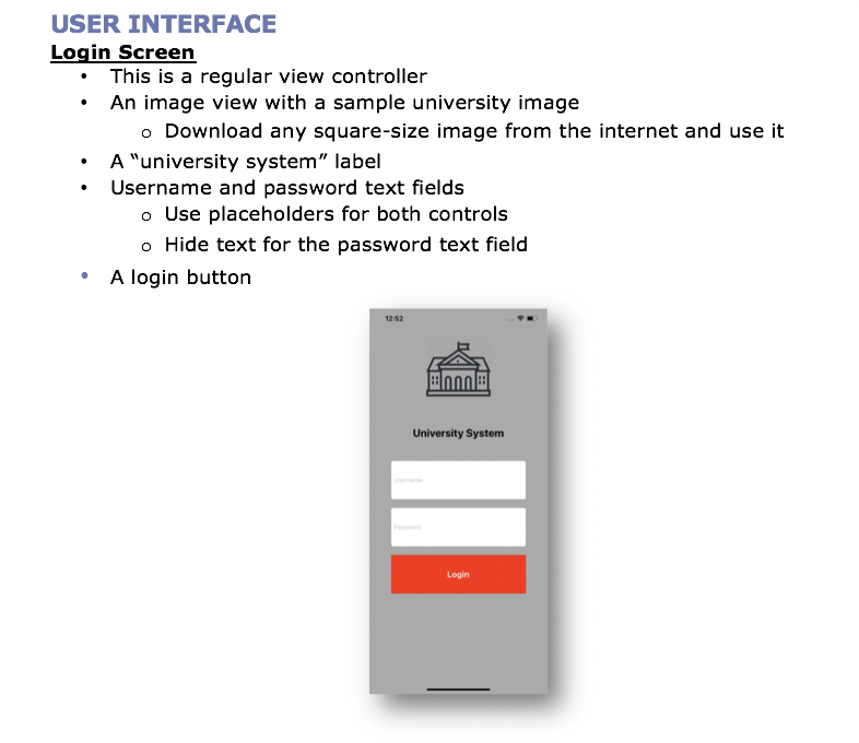 USER INTERFACE Login Screen • This is a regular view | Chegg.com