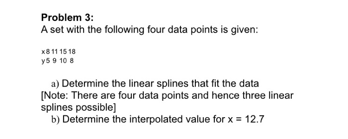 Solved Problem 3: A set with the following four data points | Chegg.com