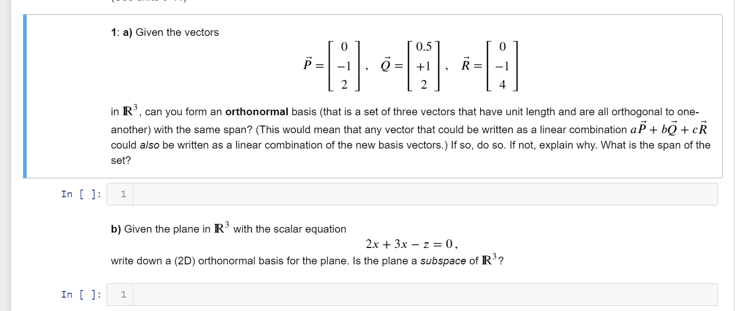 Solved 1 A Given The Vectors