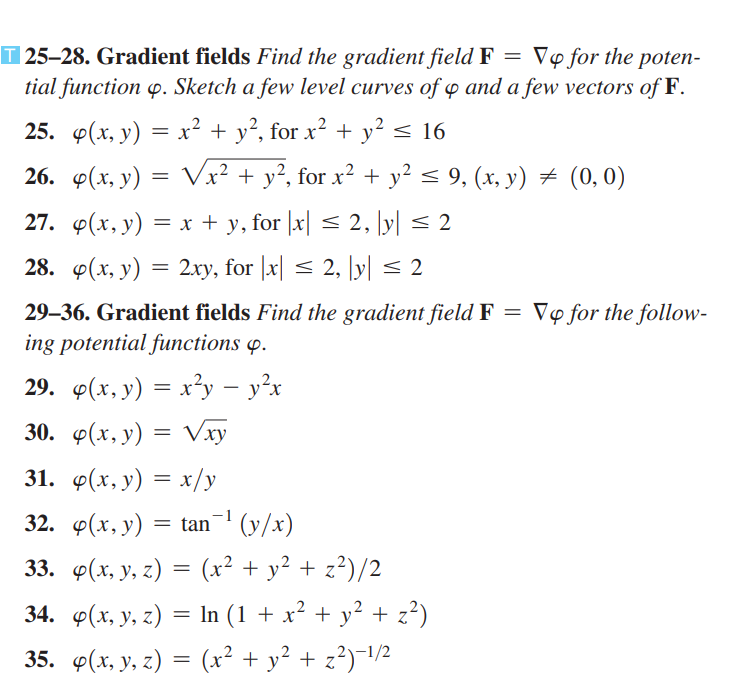 Solved T 25-28. Gradient fields Find the gradient field F | Chegg.com