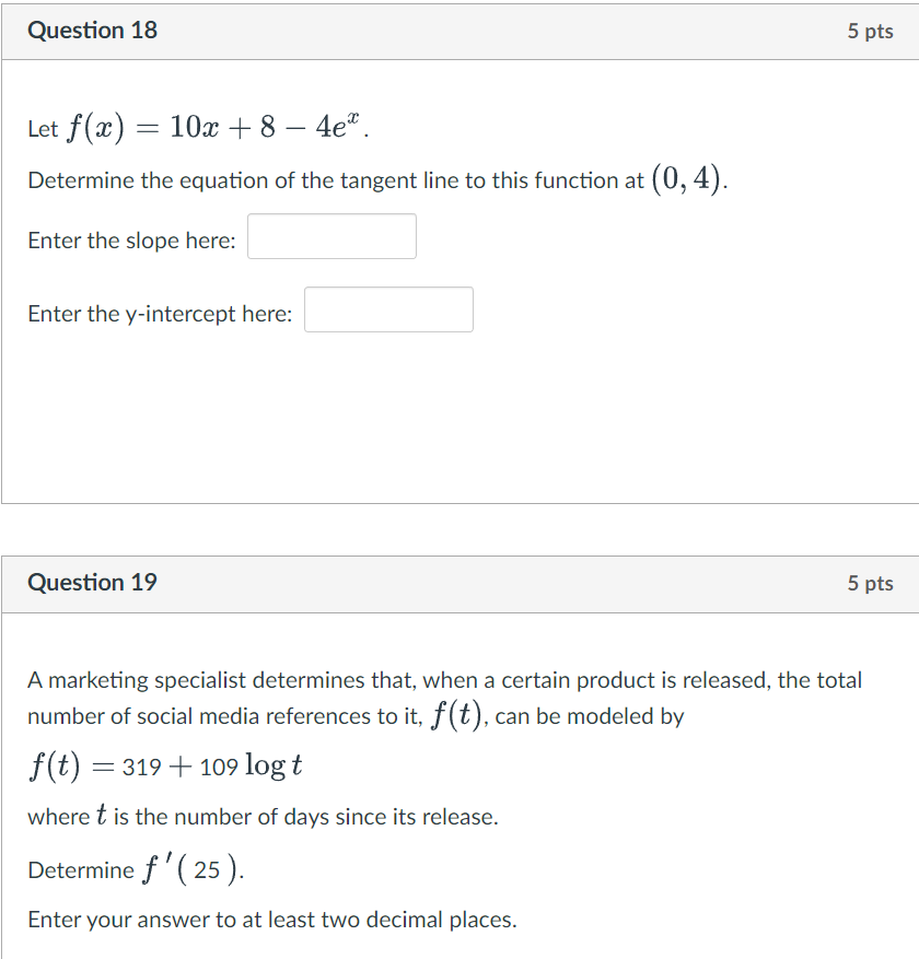 Solved Let F X 10x 8−4ex Determine The Equation Of The