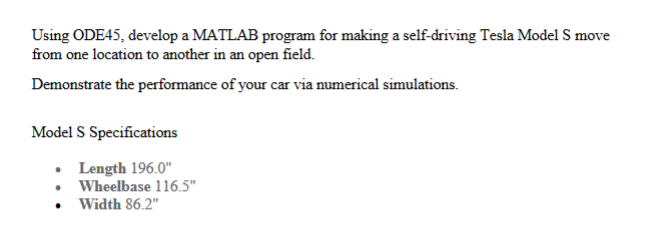 Using ODE45, develop a MATLAB program for making a | Chegg.com