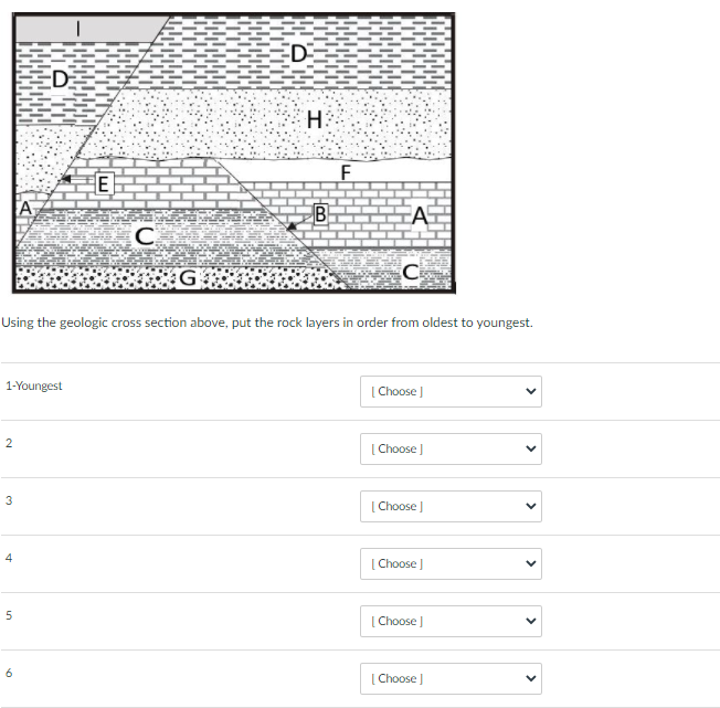 Solved D CE Using the geologic cross section above, put the | Chegg.com