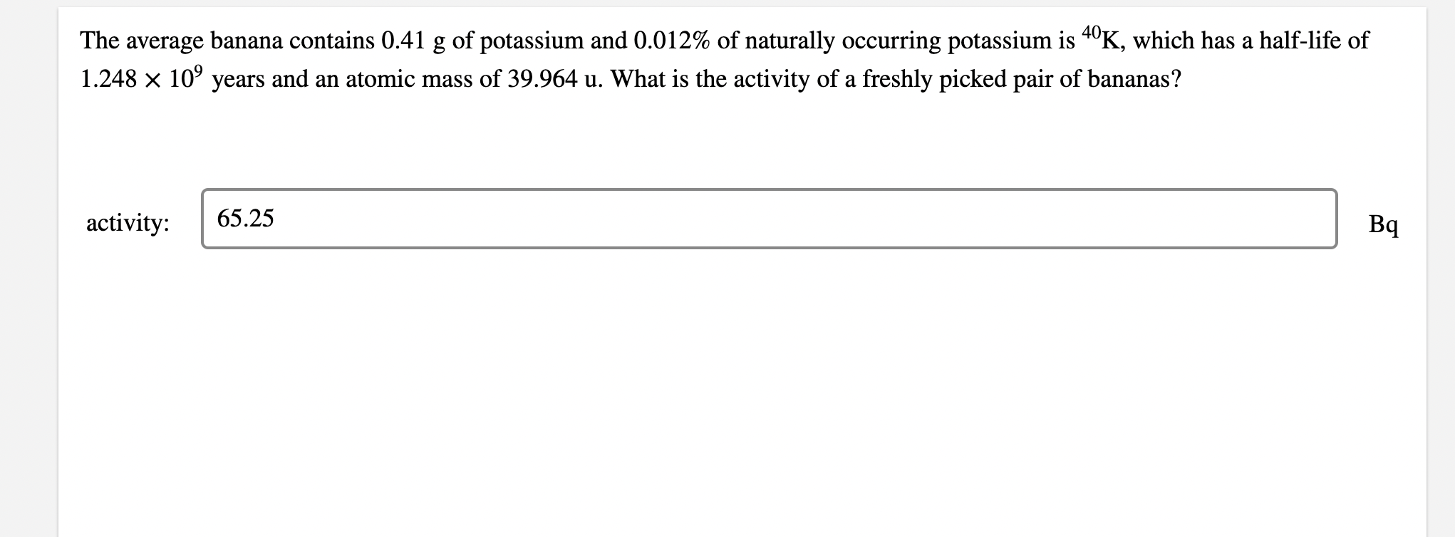 Solved The Average Banana Contains 0 41 G Of Potassium And Chegg Com   PhpAEwE1U