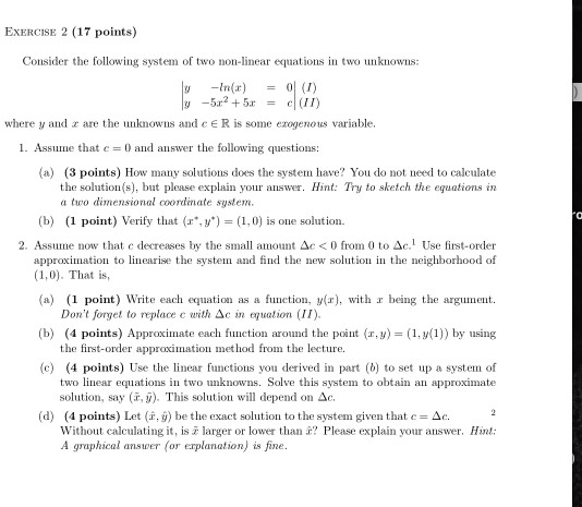 Solved EXERCISE 2 (17 points) Consider the following system | Chegg.com