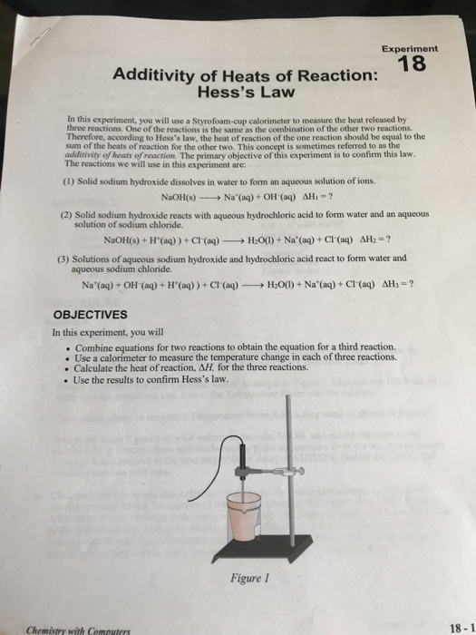 Solved Experiment 18 Additivity of Heats of Reaction Hess's