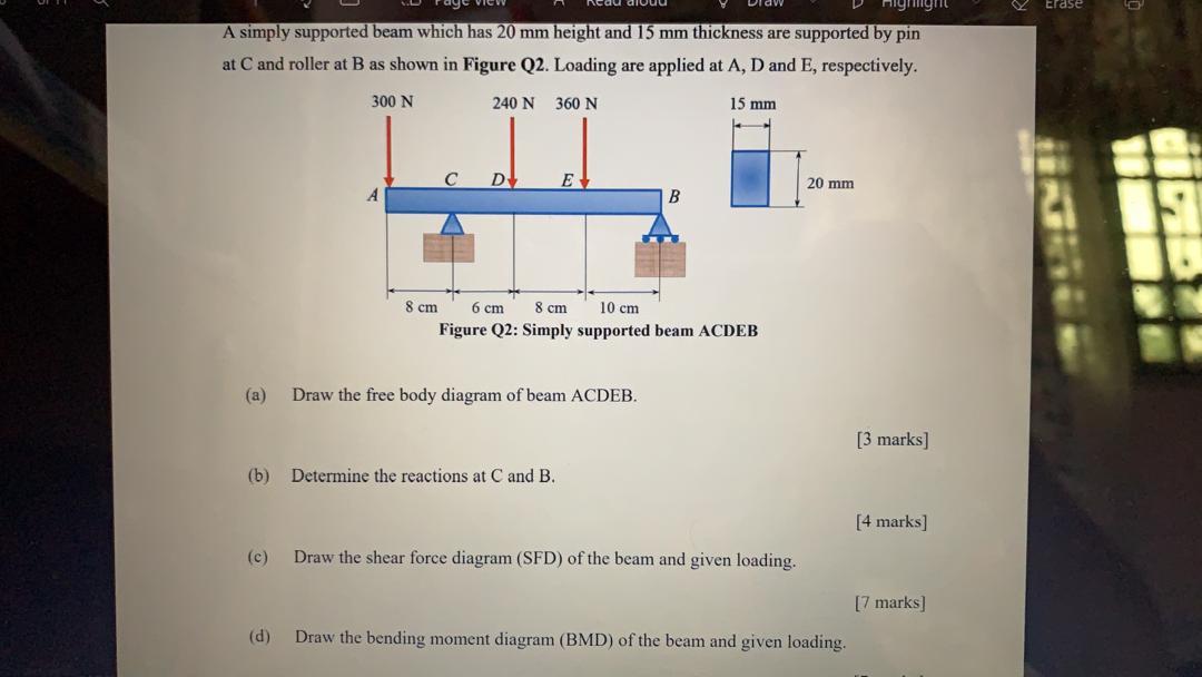 Solved e) Determine the maximum bending stress in the | Chegg.com