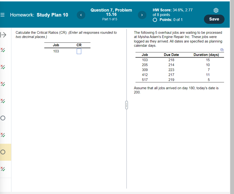 Solved Begin{tabular}{l L} Calculate The Critical Ratios