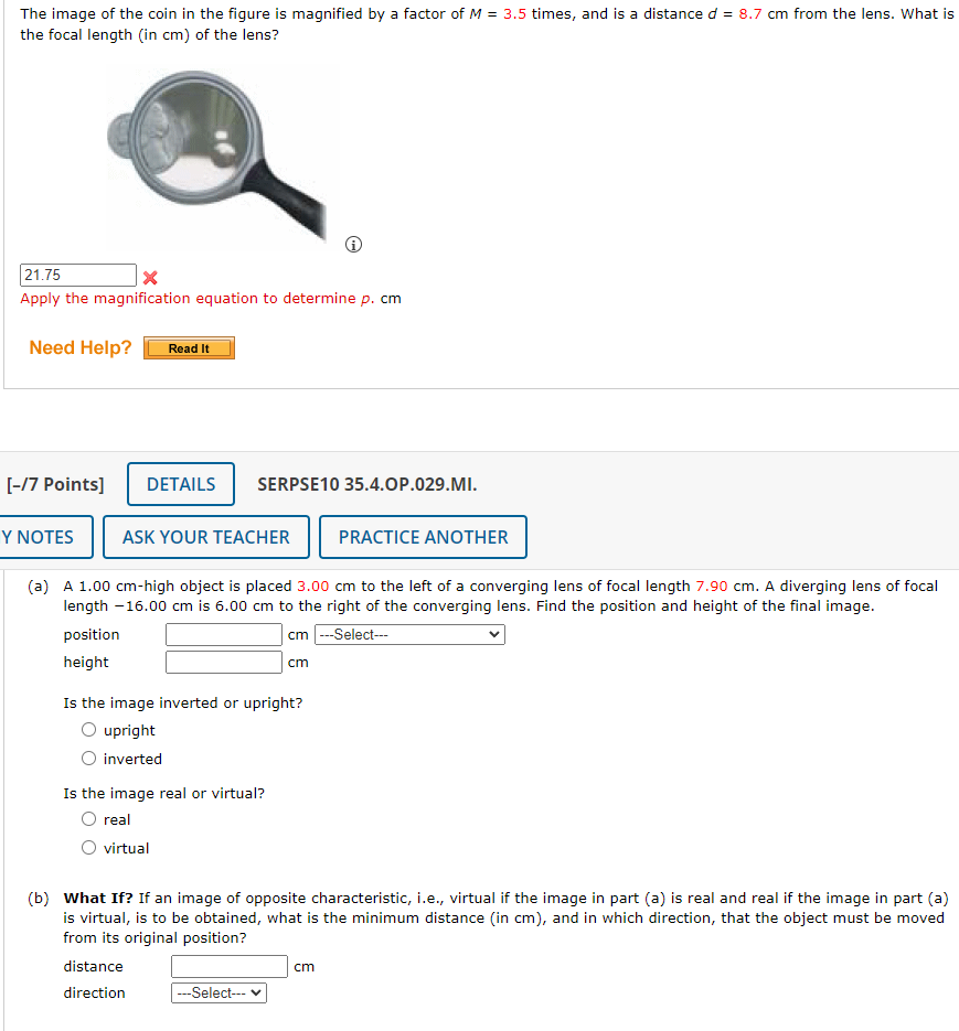 Solved The image of the coin in the figure is magnified by a