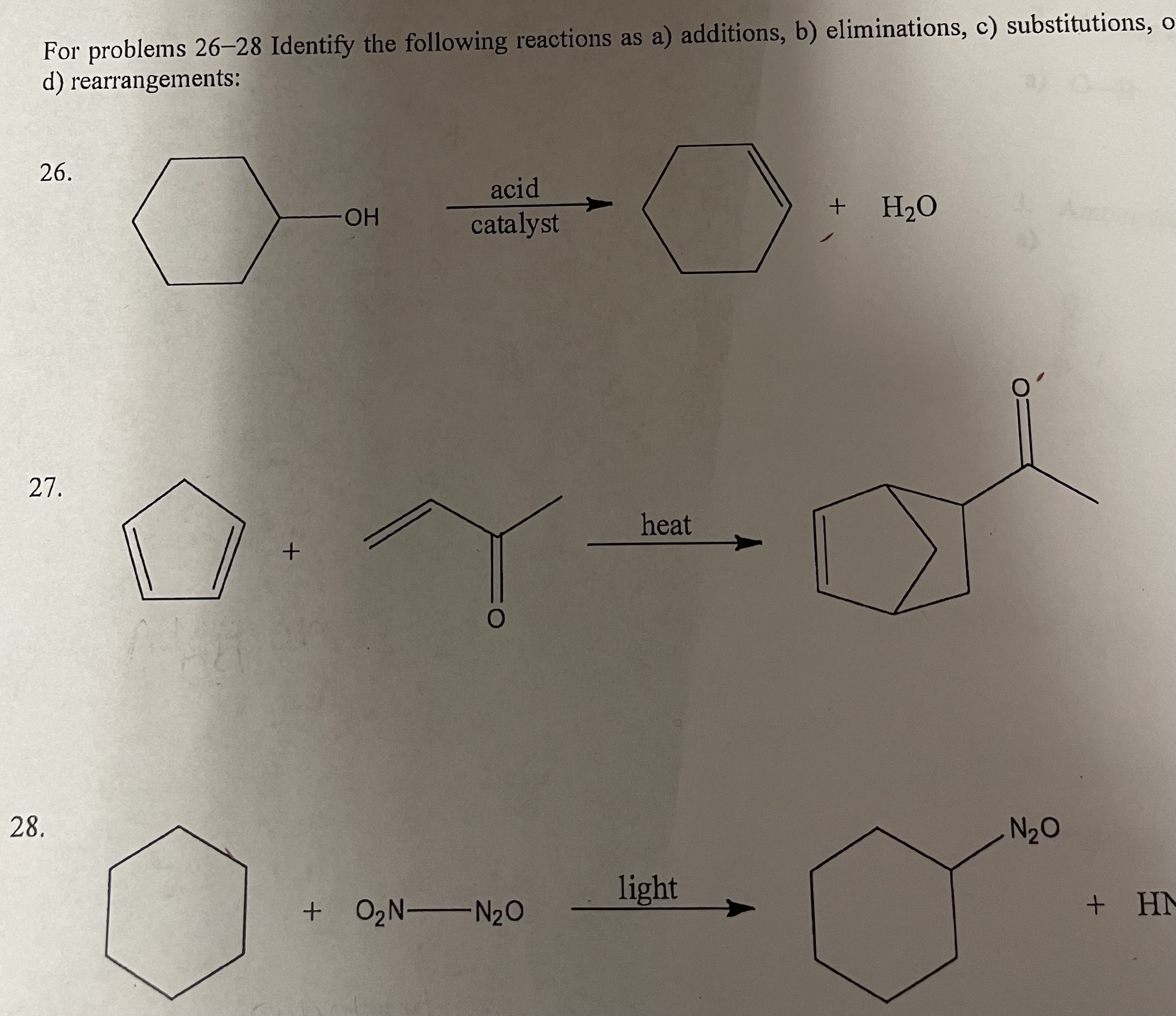 Solved For problems 26−28 Identify the following reactions | Chegg.com