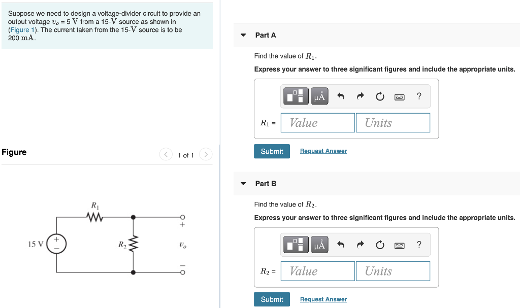 Solved Suppose we need to design a voltage-divider circuit | Chegg.com