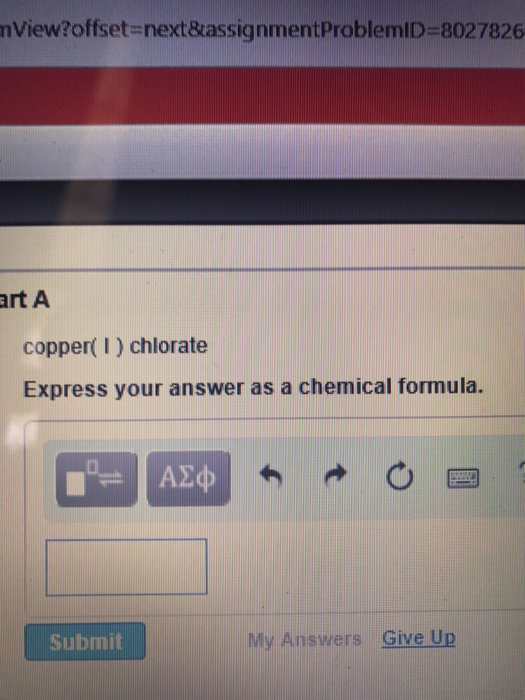 Solved Copper(I) chlorate Express your answer as a chemical