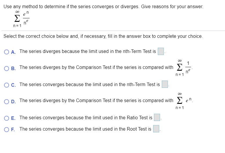 Solved Use Any Method To Determine If The Series Converges | Chegg.com