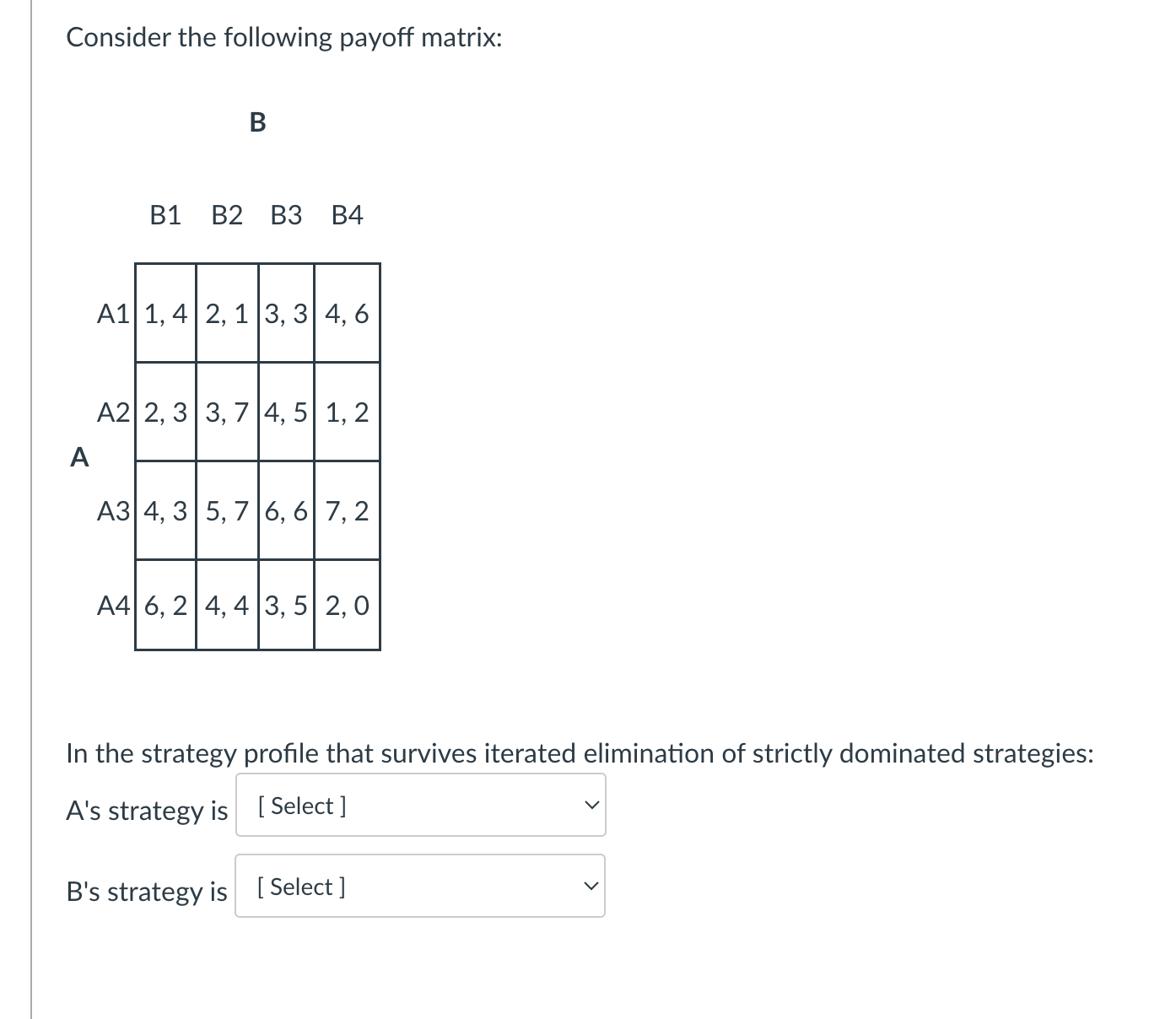 Solved Consider The Following Payoff Matrix:BB1 ﻿B2 ﻿B3 | Chegg.com