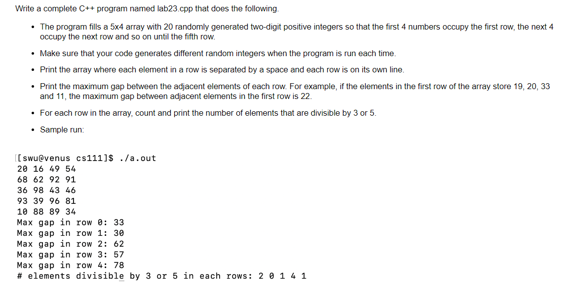 Solved Write A Complete C Program Named Lab23cpp That 8407