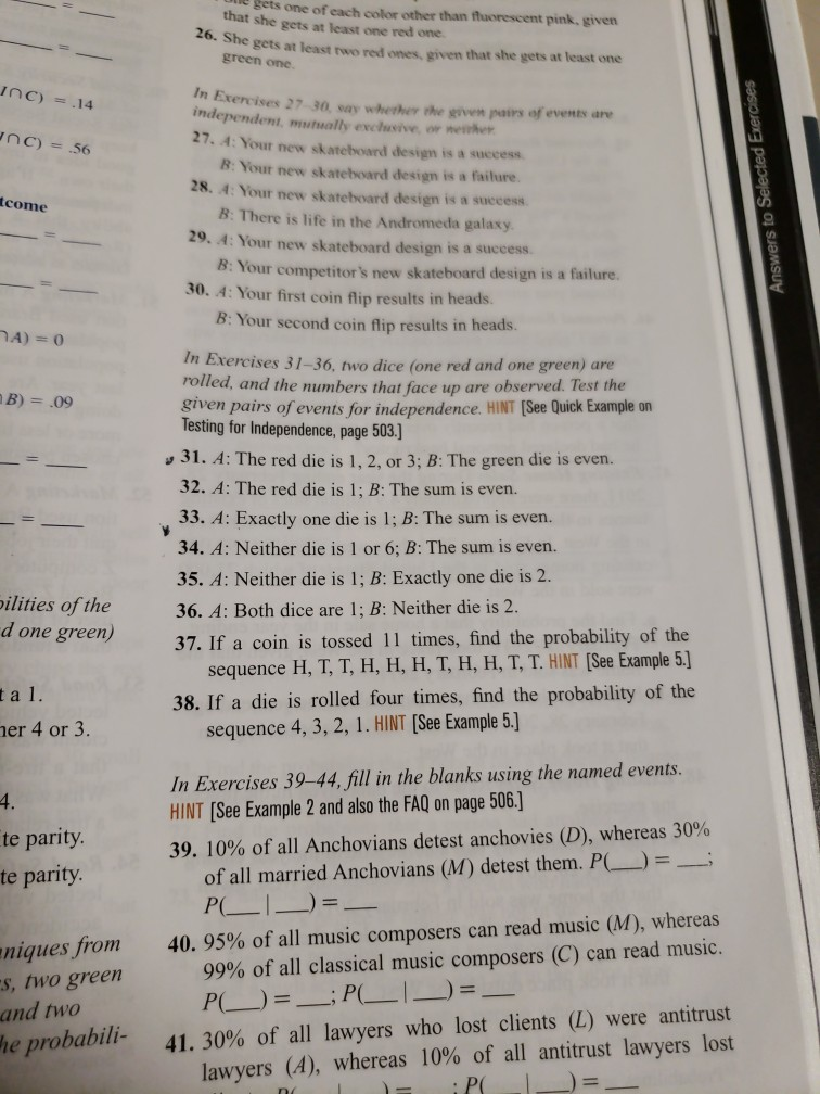 Solved 26. She gets at least e gets one of each color other | Chegg.com