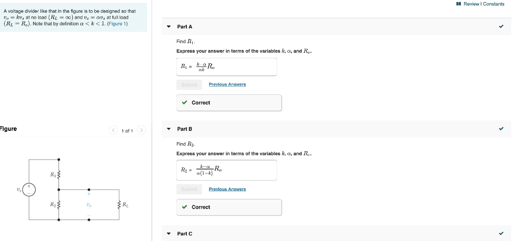 Solved A Review | Constants A voltage divider like that in | Chegg.com