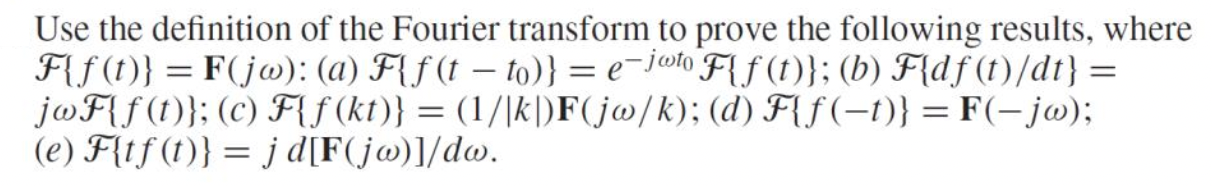 Use the definition of the Fourier transform to prove | Chegg.com