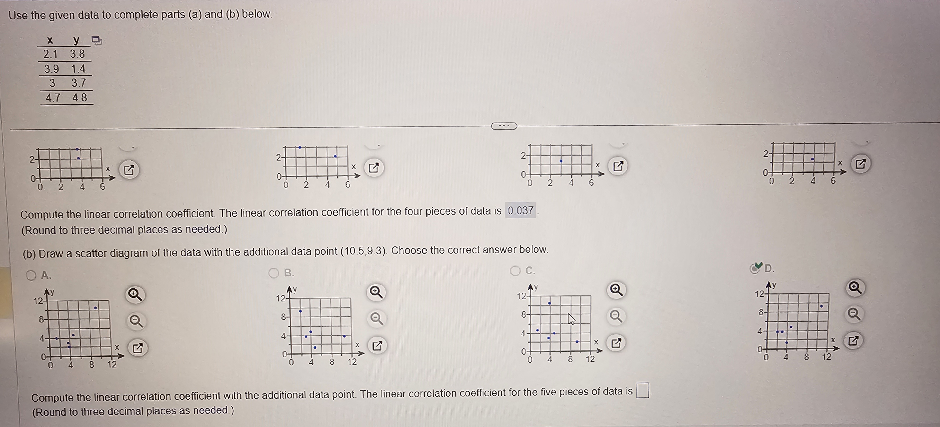 Solved Use the given data to complete parts (a) and (b) | Chegg.com