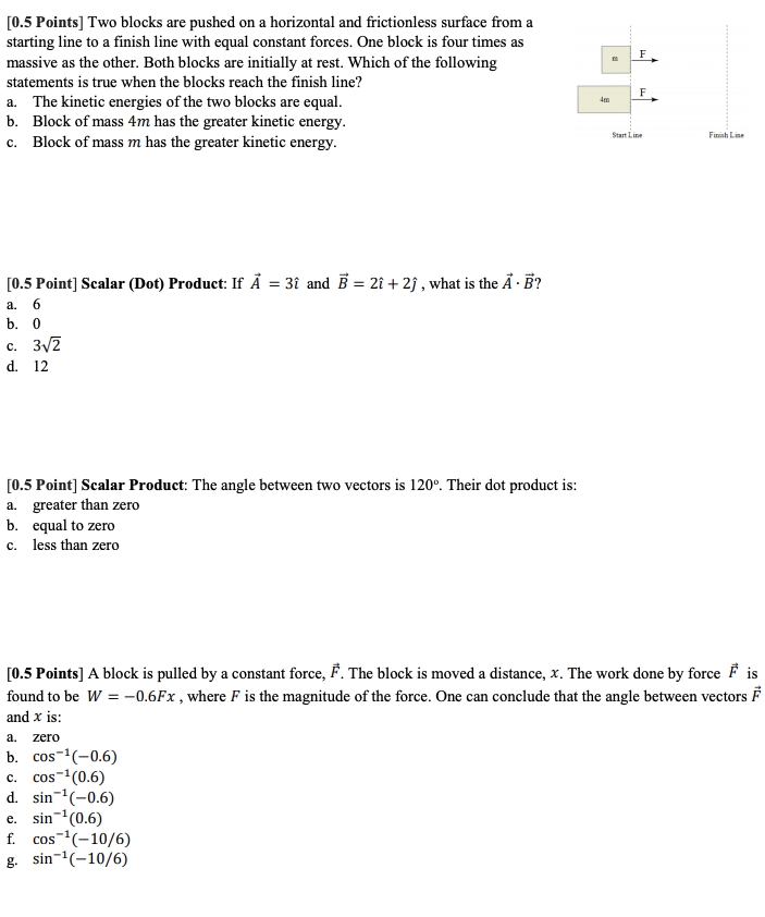 Solved F [0.5 Points] Two blocks are pushed on a horizontal | Chegg.com