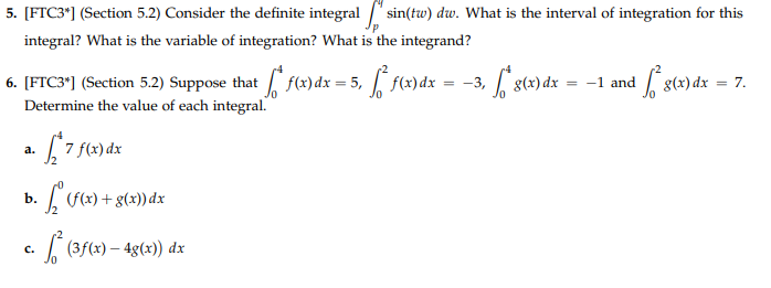 Solved 5. [FTC3∗] (Section 5.2) Consider the definite | Chegg.com