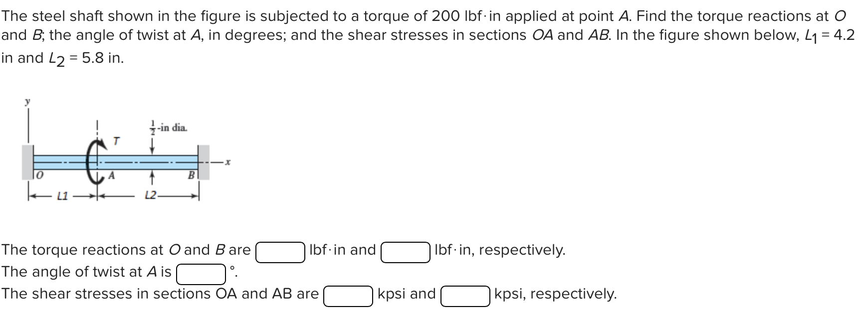 Solved The Steel Shaft Shown In The Figure Is Subjected To A 4108