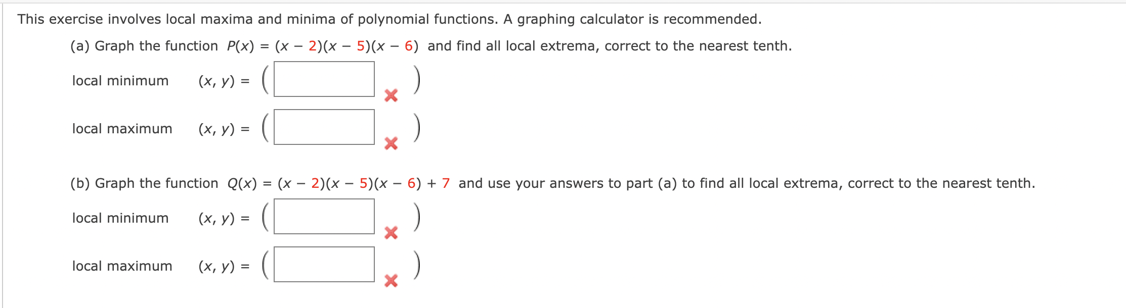 Solved This exercise involves local maxima and minima of | Chegg.com