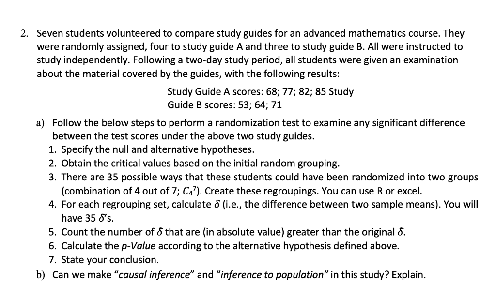 Seven Students Volunteered To Compare Study Guides | Chegg.com