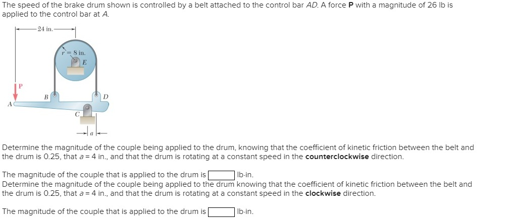 Solved The speed of the brake drum shown is controlled by a | Chegg.com