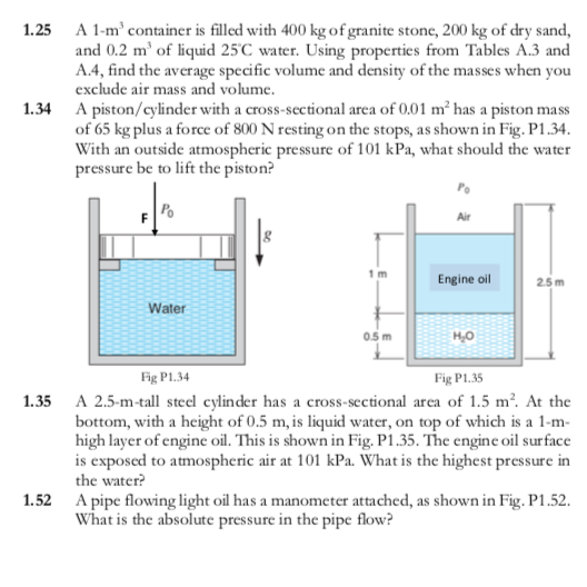 Solved 1.25 A 1 m container is filled with 400 kg of Chegg