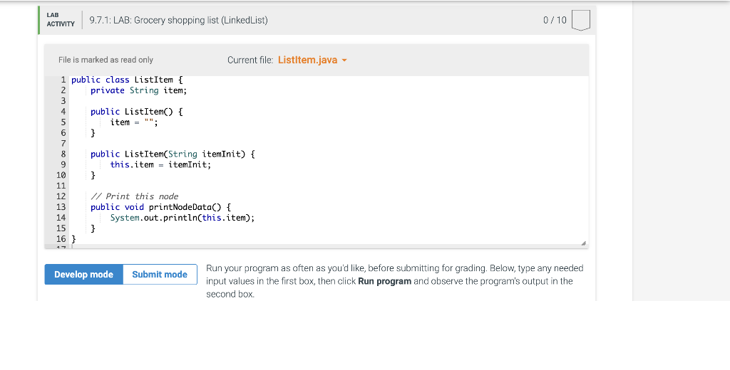 Solved 9.7 LAB: Grocery shopping list (LinkedList) Given a | Chegg.com