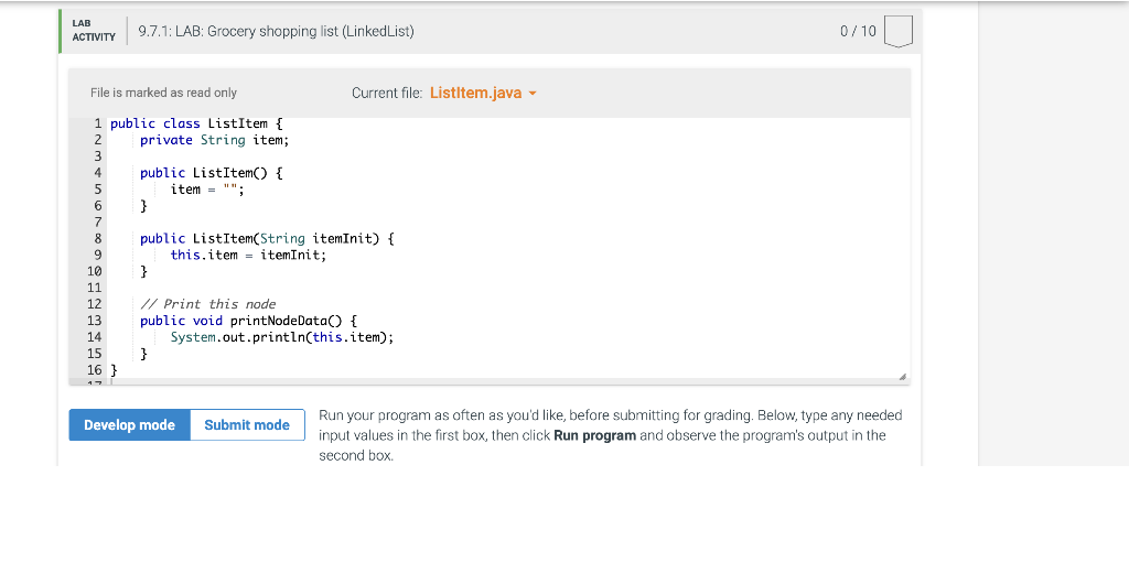 Solved 9.7 LAB: Grocery Shopping List (LinkedList) Given A | Chegg.com