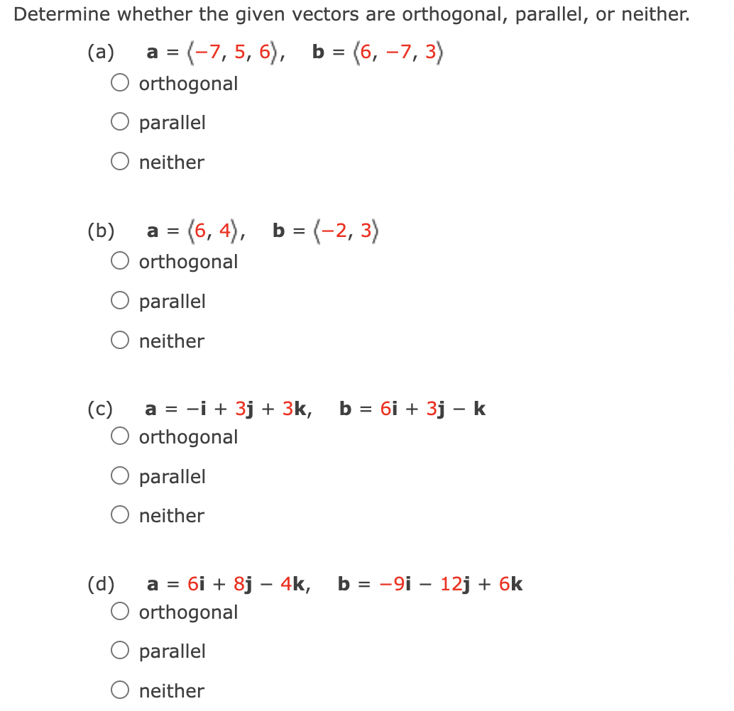 Solved Determine Whether The Given Vectors Are Orthogonal, | Chegg.com