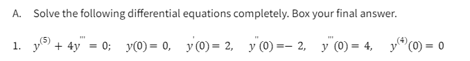Solved A. Solve the following differential equations | Chegg.com