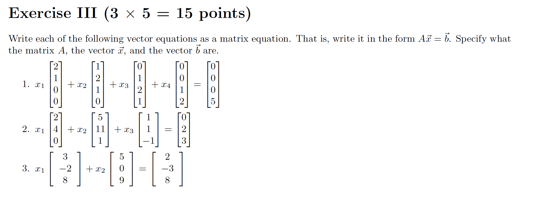 Solved Exercise III (3×5=15 points ) Write each of the | Chegg.com