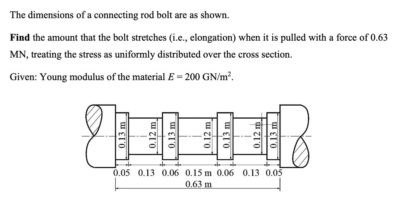 Solved The dimensions of a connecting rod bolt are as shown.