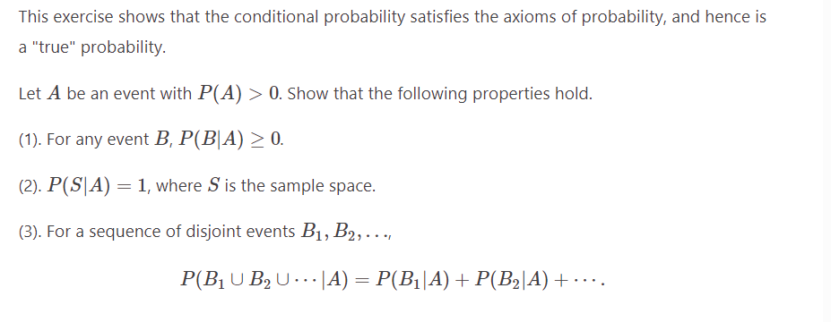 Solved This Exercise Shows That The Conditional Probability | Chegg.com