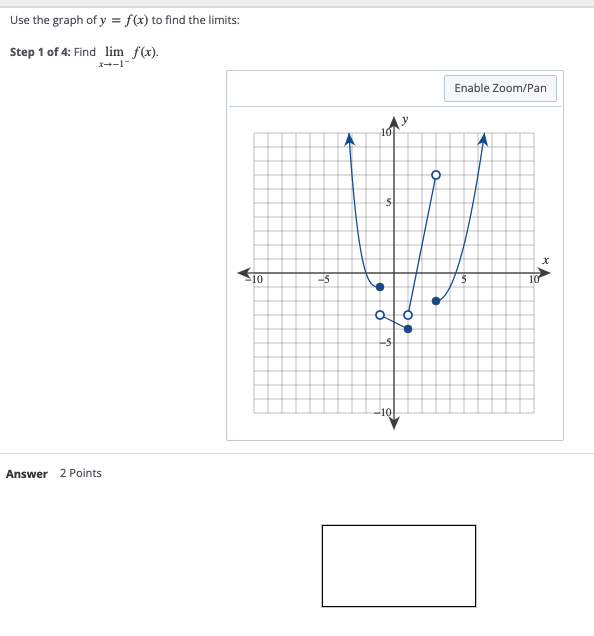 Solved Use the graph of y = f(x) to find the limits: Step 1 | Chegg.com