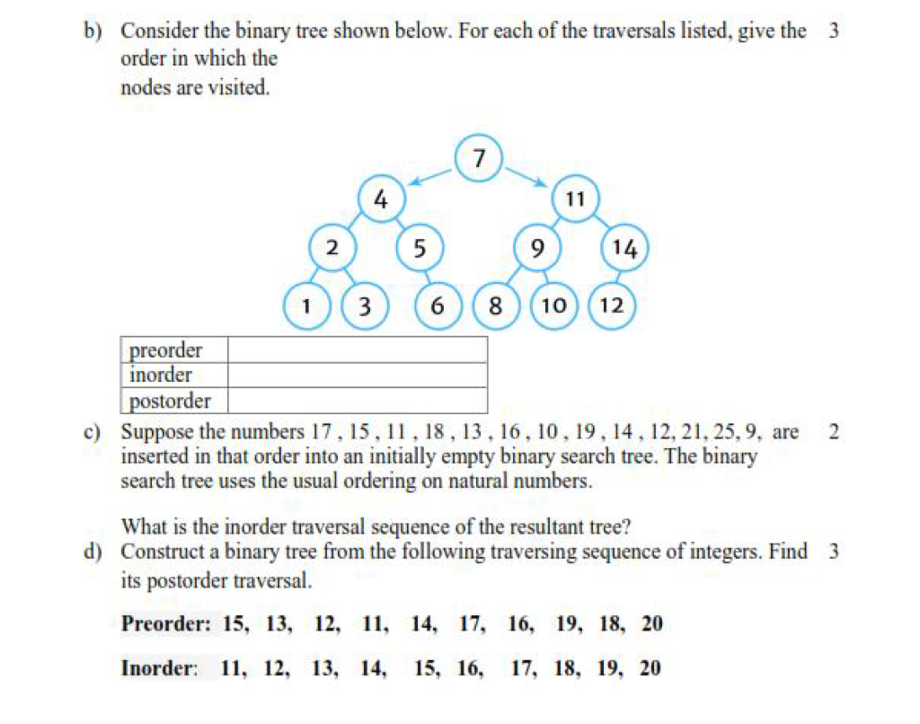 Solved B Consider The Binary Tree Shown Below For Each Of 8314