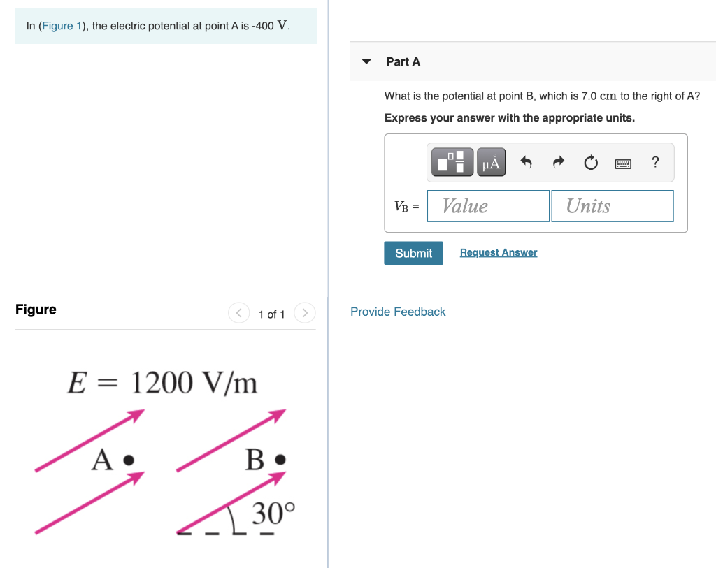 Solved In (Figure 1), the electric potential at point A is | Chegg.com