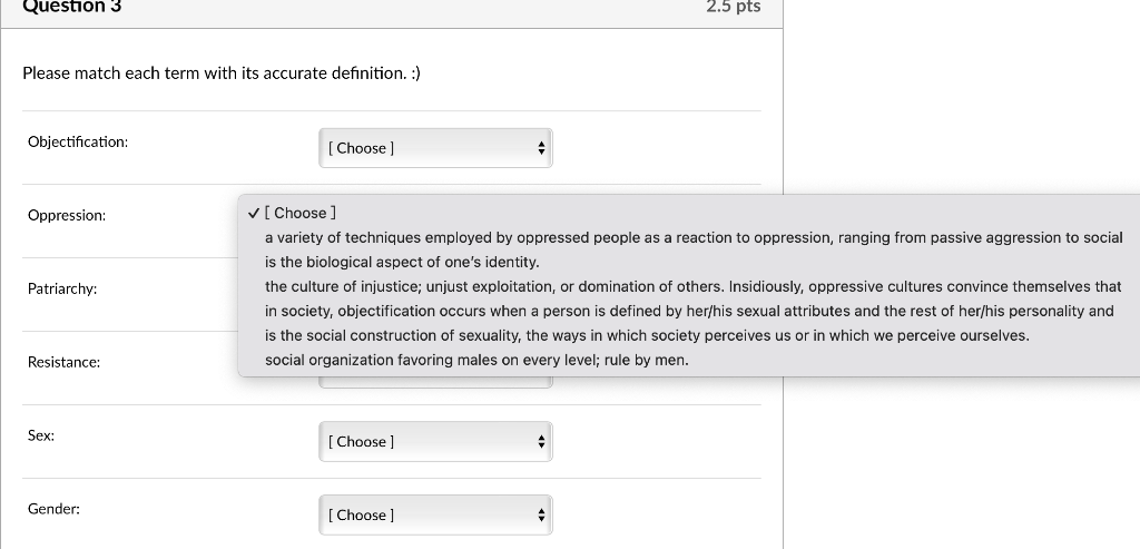 Solved Question 3 2.5 pts Please match each term with its | Chegg.com