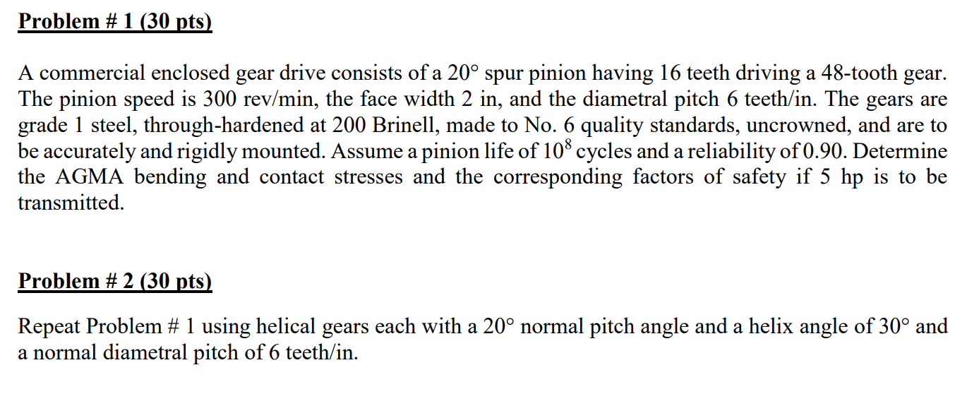 Solved A commercial enclosed gear drive consists of a 20∘