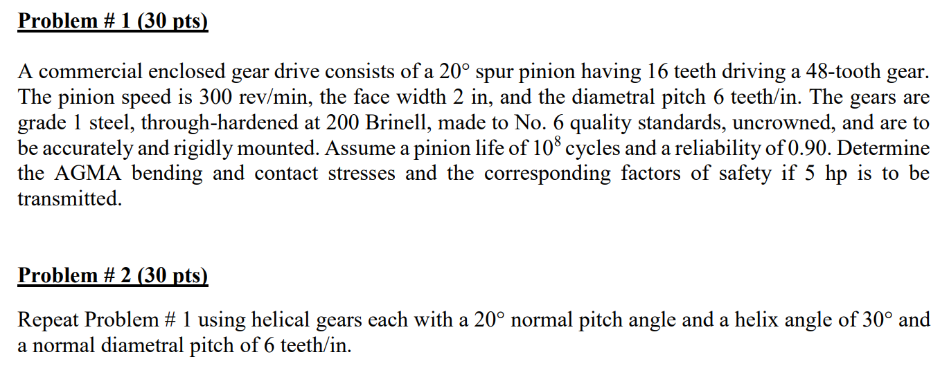 Solved A Commercial Enclosed Gear Drive Consists Of A Chegg Com