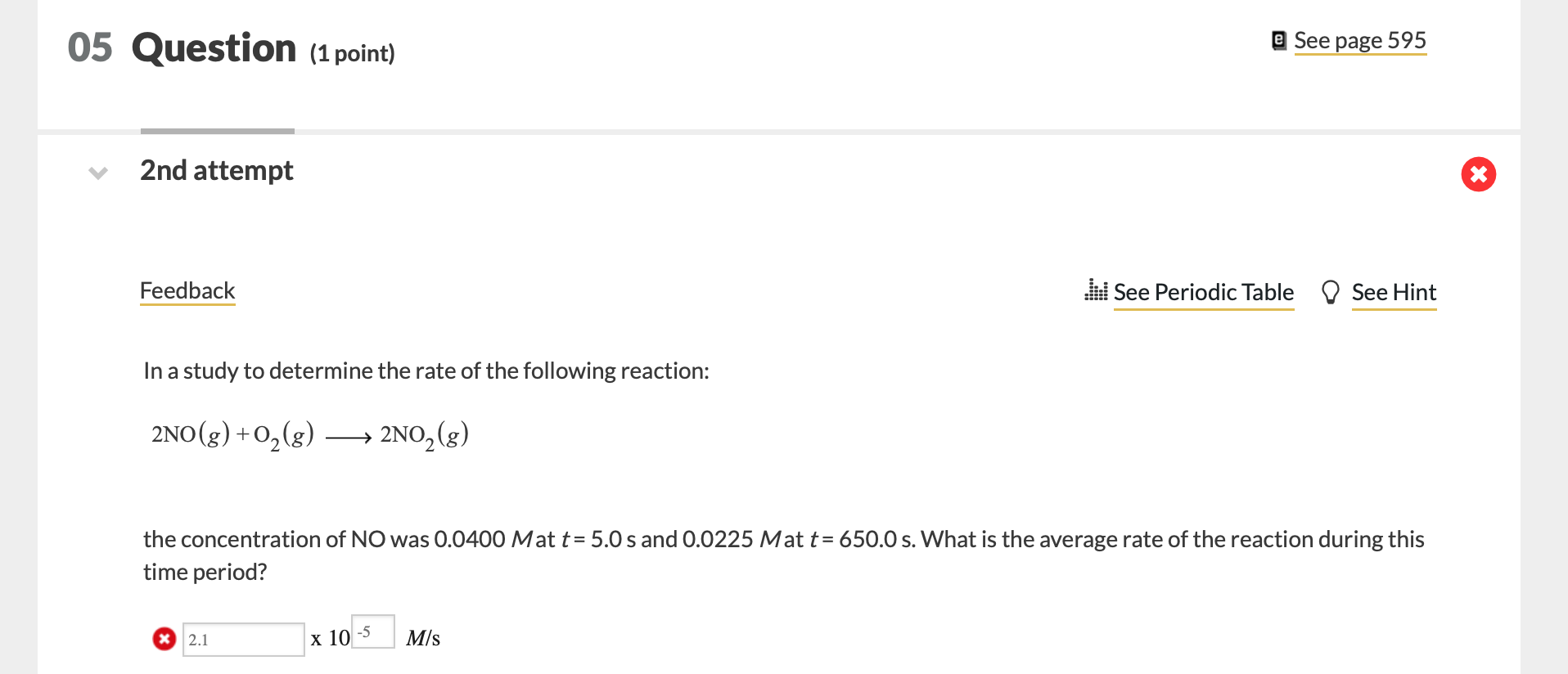 Solved 11 Question (1 point) See page 602 5th attempt | Chegg.com